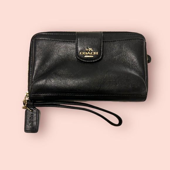Coach Black Leather‎ Wallet / Wristlet - Picture 1 of 5
